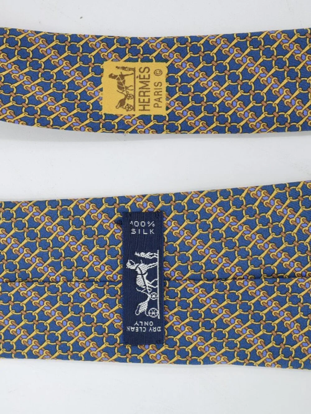 Vintage Hermes Tie Men w3.5 L58 Silk 7200 UA Geometric Chain link Made in France